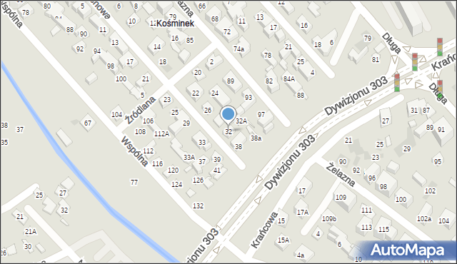 Lublin, Sosnowa, 32, mapa Lublina