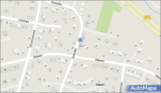 Lublin, Sobótki, 45A, mapa Lublina