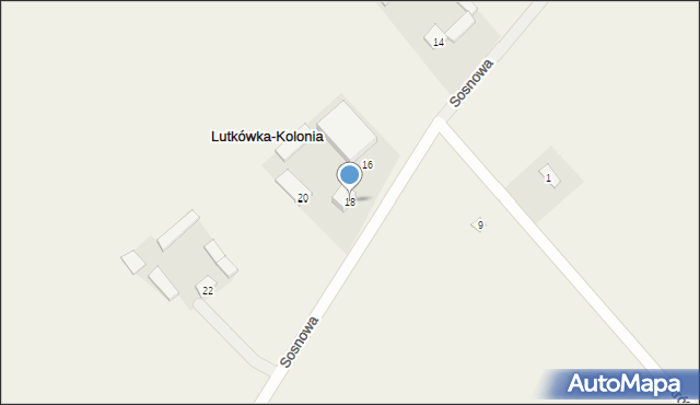 Lutkówka-Kolonia, Sosnowa, 18, mapa Lutkówka-Kolonia