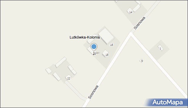 Lutkówka-Kolonia, Sosnowa, 20, mapa Lutkówka-Kolonia