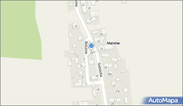 Maniów, Sobócka, 14, mapa Maniów