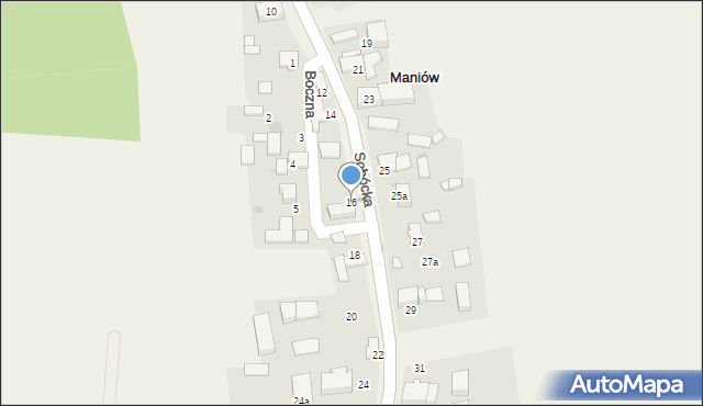 Maniów, Sobócka, 16, mapa Maniów