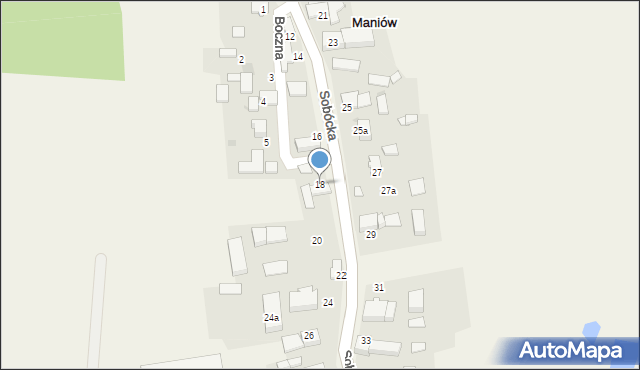 Maniów, Sobócka, 18, mapa Maniów