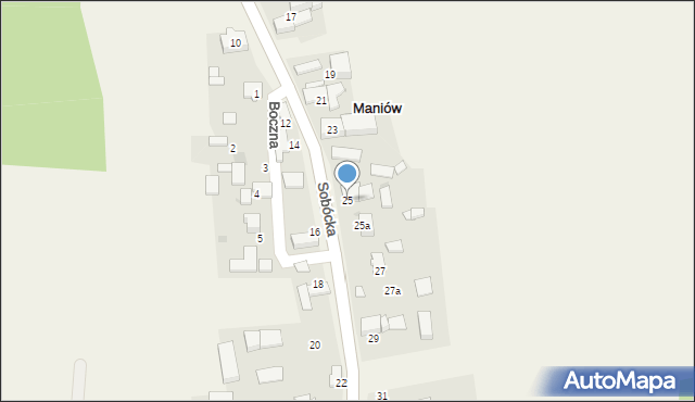 Maniów, Sobócka, 25, mapa Maniów