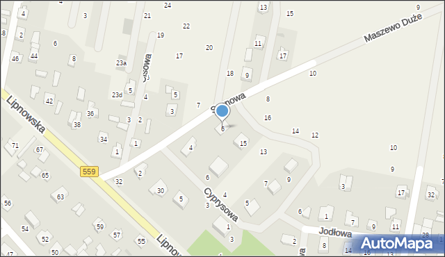 Maszewo Duże, Sosnowa, 6, mapa Maszewo Duże