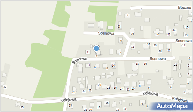 Mierzęcice, Sosnowa, 3, mapa Mierzęcice