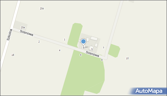 Mistów, Sosnowa, 3, mapa Mistów