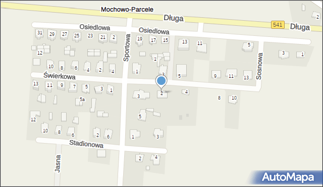 Mochowo-Parcele, Sosnowa, 2, mapa Mochowo-Parcele