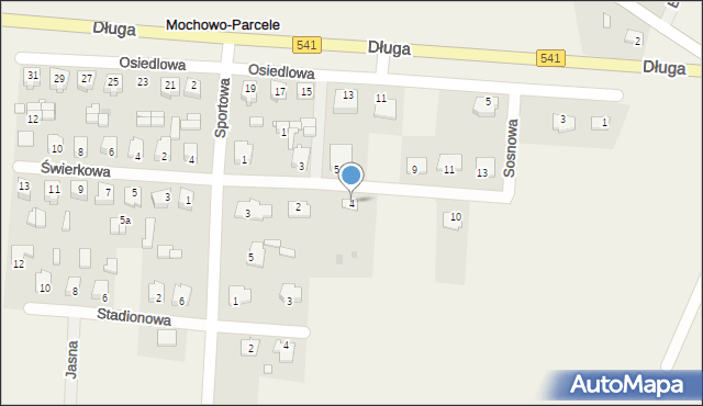 Mochowo-Parcele, Sosnowa, 4, mapa Mochowo-Parcele