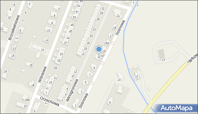 Mokronos Dolny, Sosnowa, 11, mapa Mokronos Dolny