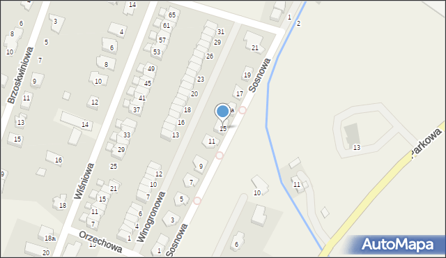 Mokronos Dolny, Sosnowa, 15, mapa Mokronos Dolny