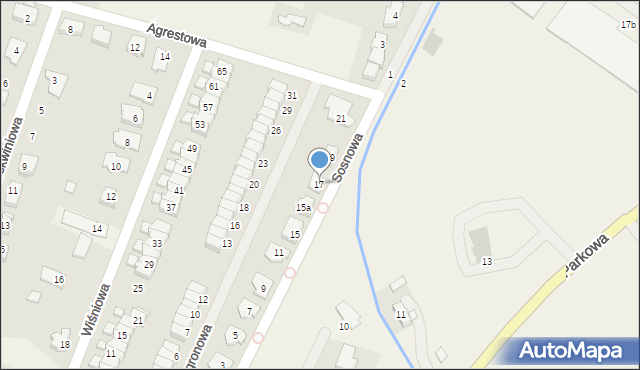 Mokronos Dolny, Sosnowa, 17, mapa Mokronos Dolny