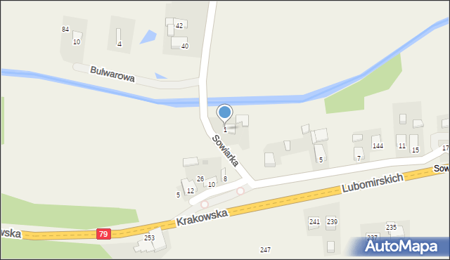 Niegoszowice, Sowiarka, 1, mapa Niegoszowice