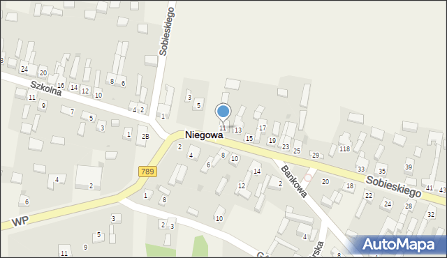 Niegowa, Sobieskiego, 11, mapa Niegowa