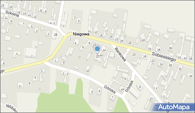 Niegowa, Sobieskiego, 12, mapa Niegowa