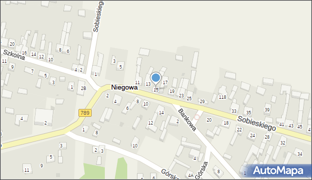 Niegowa, Sobieskiego, 15, mapa Niegowa
