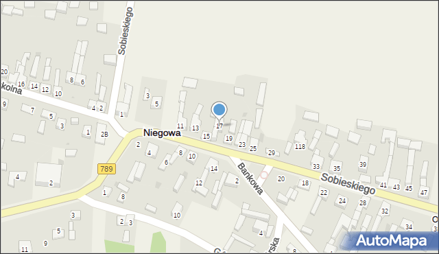 Niegowa, Sobieskiego, 17, mapa Niegowa