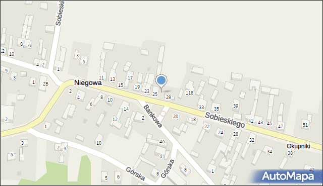 Niegowa, Sobieskiego, 27, mapa Niegowa