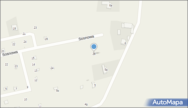 Nowy Świat, Sosnowa, 28, mapa Nowy Świat