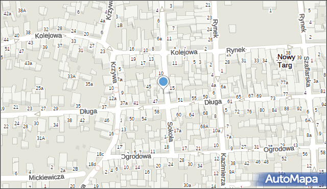 Nowy Targ, Sokoła, 12A, mapa Nowego Targu