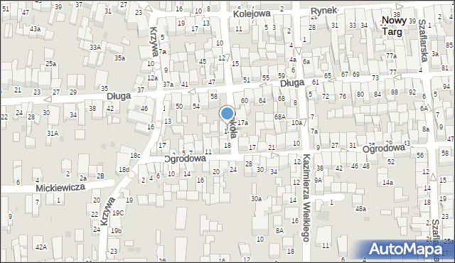 Nowy Targ, Sokoła, 14, mapa Nowego Targu