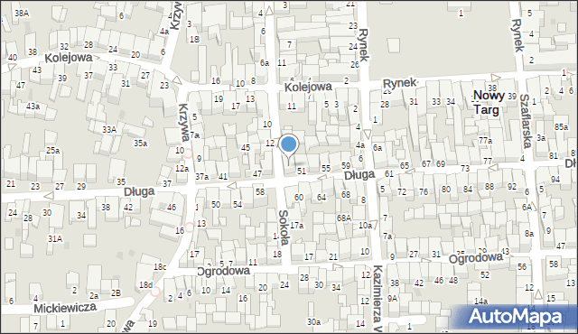 Nowy Targ, Sokoła, 15A, mapa Nowego Targu