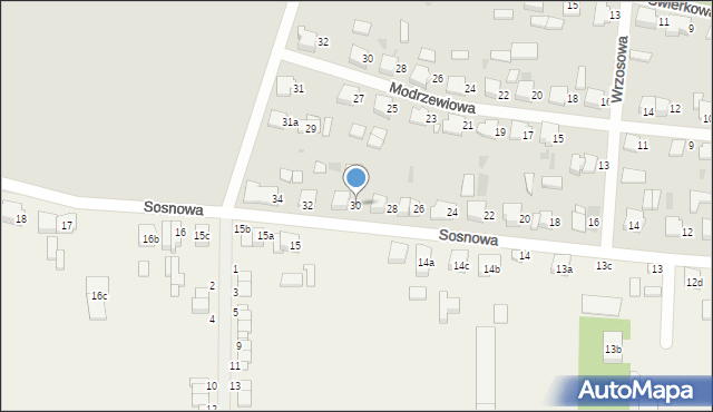 Ostrów Wielkopolski, Sosnowa, 30, mapa Ostrów Wielkopolski