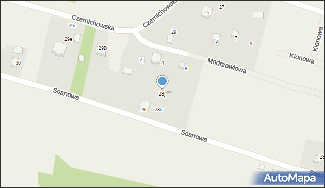 Pisarzowice, Sosnowa, 28j, mapa Pisarzowice