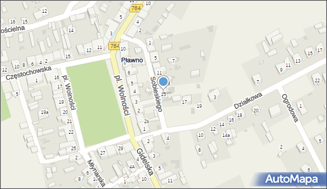 Pławno, Sobieskiego, 15, mapa Pławno