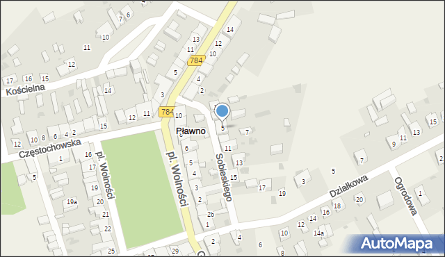 Pławno, Sobieskiego, 5, mapa Pławno