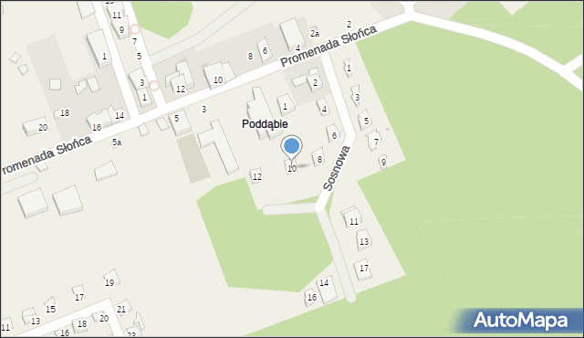 Poddąbie, Sosnowa, 10, mapa Poddąbie