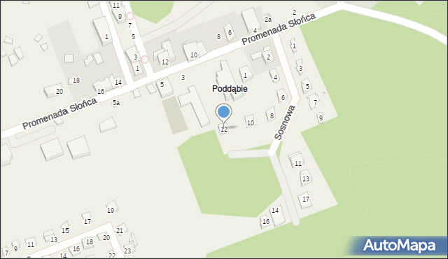 Poddąbie, Sosnowa, 12, mapa Poddąbie