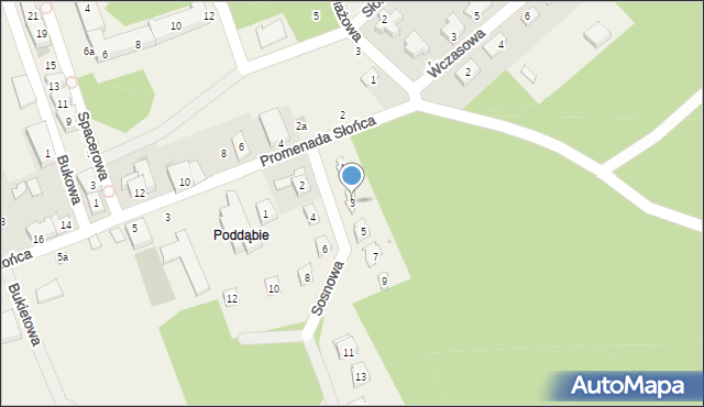 Poddąbie, Sosnowa, 3, mapa Poddąbie