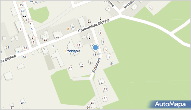 Poddąbie, Sosnowa, 6, mapa Poddąbie