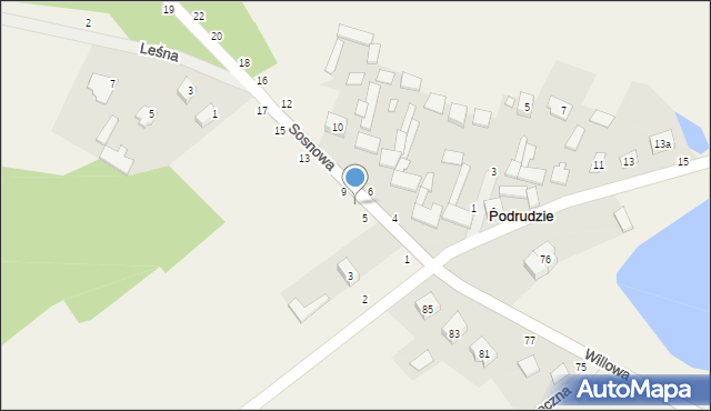 Podrudzie, Sosnowa, 7, mapa Podrudzie