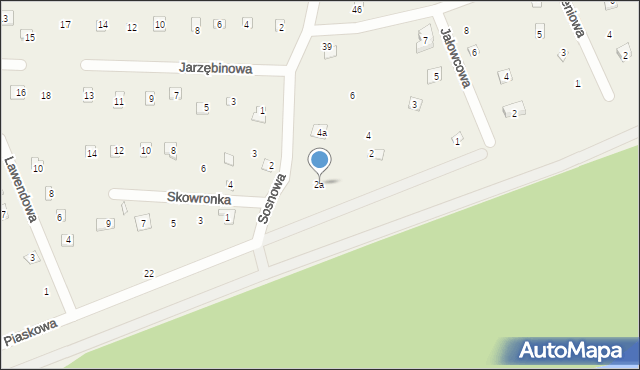 Popowo-Parcele, Sosnowa, 2a, mapa Popowo-Parcele