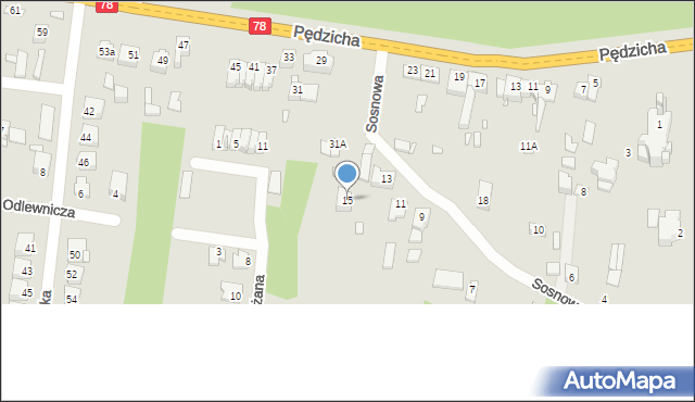 Poręba, Sosnowa, 15, mapa Poręba