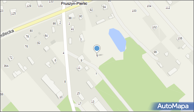 Pruszyn-Pieńki, Sosnowa, 5, mapa Pruszyn-Pieńki