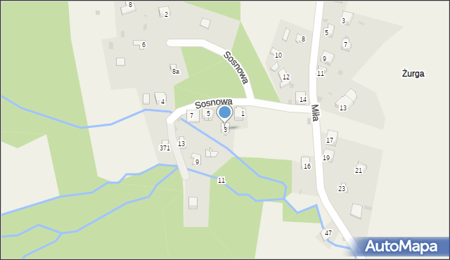 Przybędza, Sosnowa, 3, mapa Przybędza