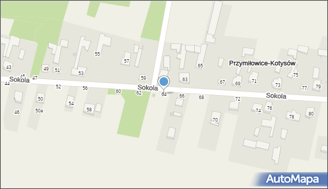 Przymiłowice, Sokola, 64, mapa Przymiłowice