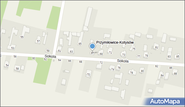 Przymiłowice, Sokola, 67, mapa Przymiłowice