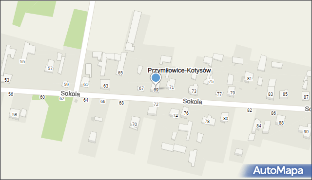 Przymiłowice, Sokola, 69, mapa Przymiłowice