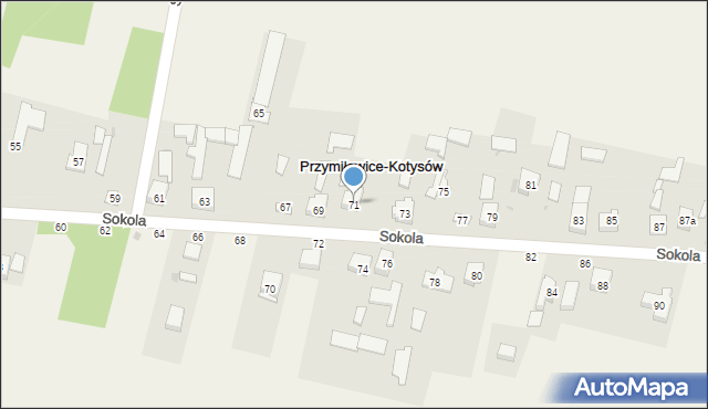 Przymiłowice, Sokola, 71, mapa Przymiłowice