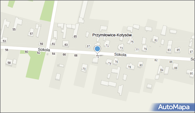 Przymiłowice, Sokola, 72, mapa Przymiłowice