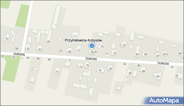 Przymiłowice, Sokola, 73, mapa Przymiłowice