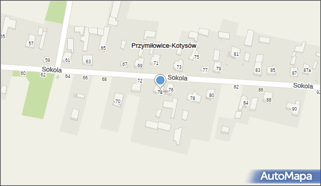 Przymiłowice, Sokola, 74, mapa Przymiłowice