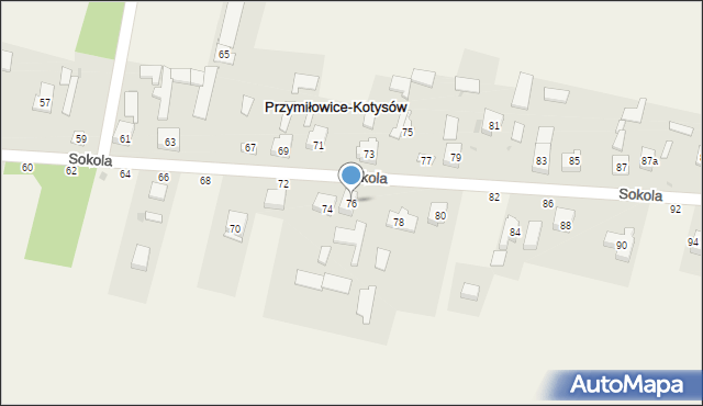 Przymiłowice, Sokola, 76, mapa Przymiłowice