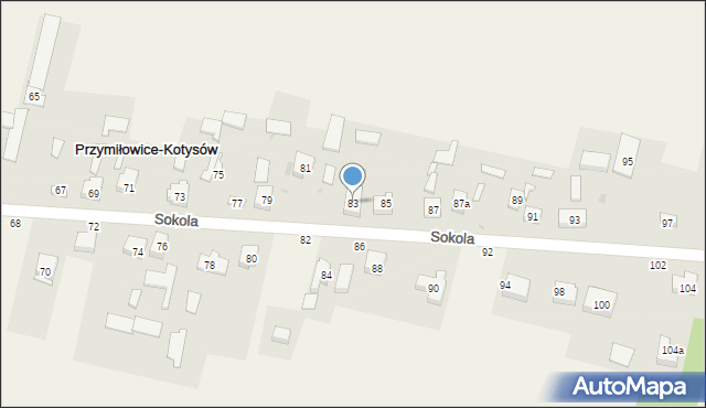 Przymiłowice, Sokola, 83, mapa Przymiłowice