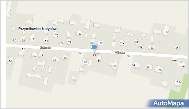 Przymiłowice, Sokola, 86, mapa Przymiłowice