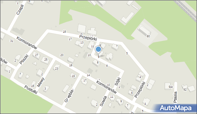 Pyskowice, Sójki, 9, mapa Pyskowice